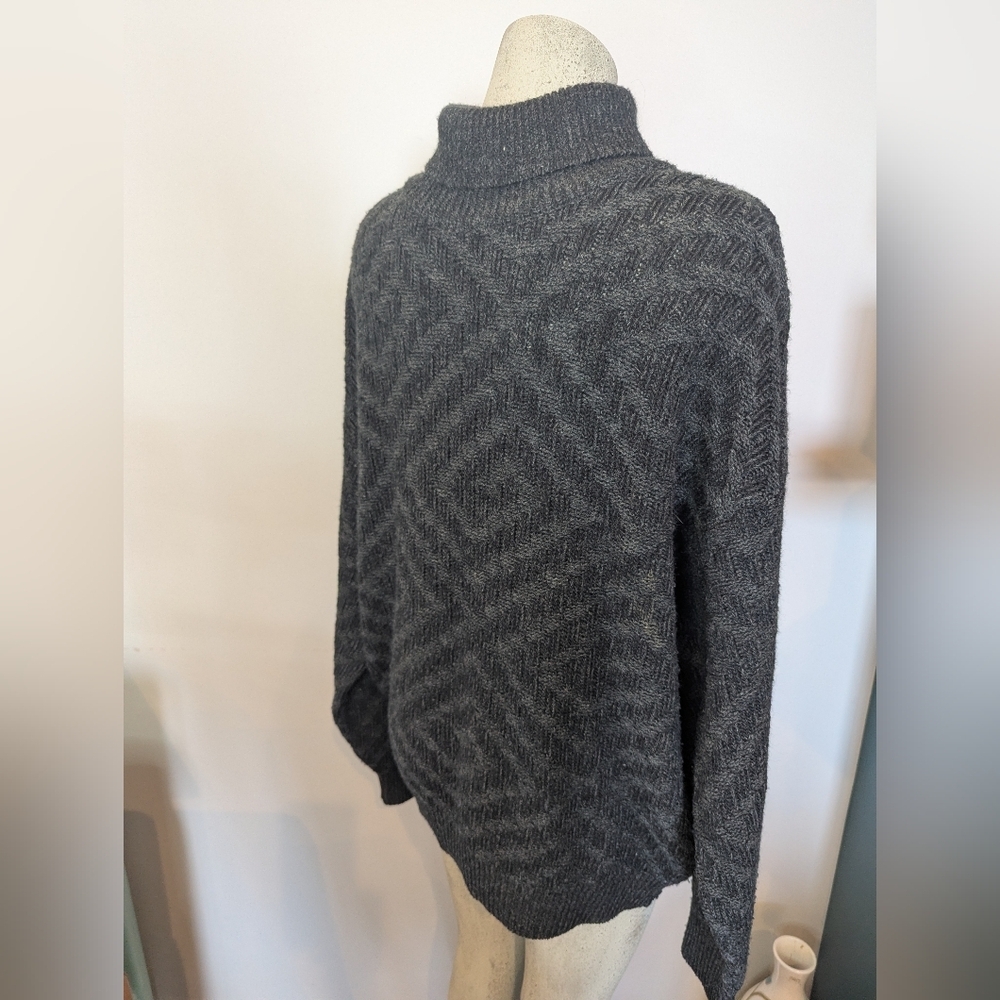 Giorgio Di Firenze Men's XL Italy Wool Blend Gray Knit turtle Neck Sweater - Picture 2 of 8